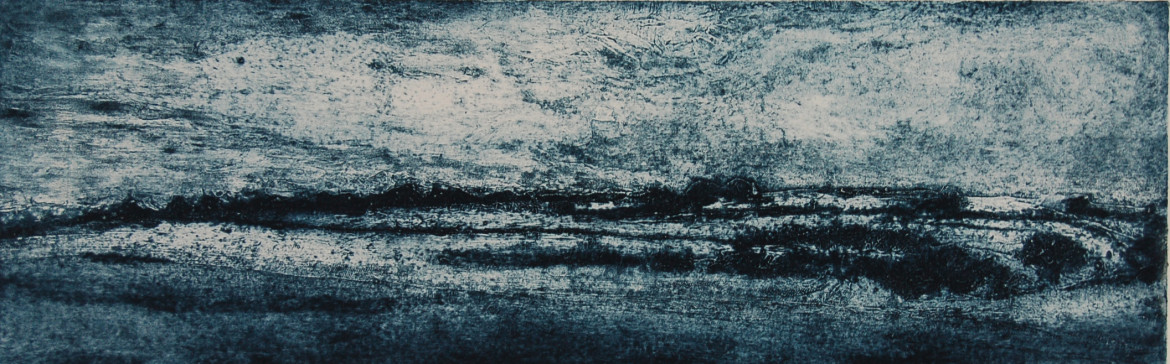 Late snowfall, collagraph, 64 x 20 cms