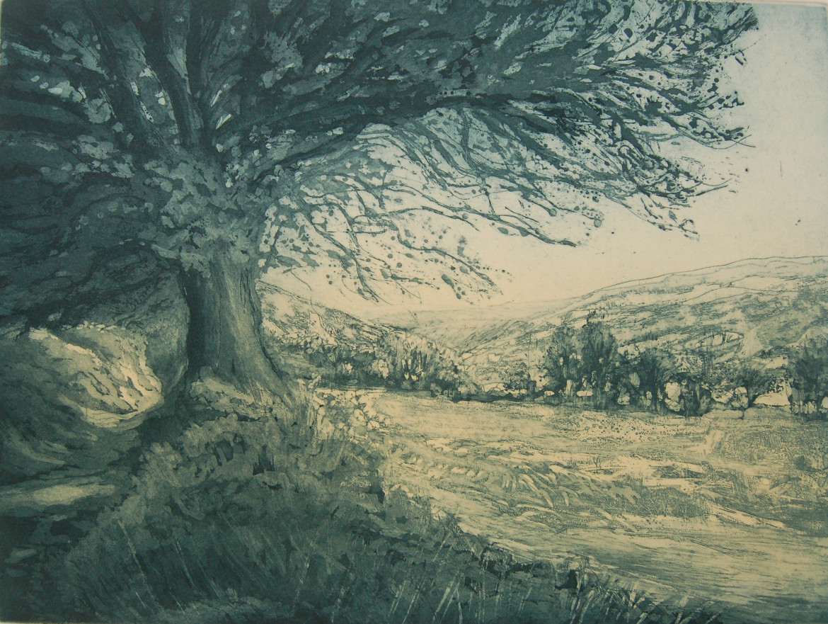 Walking to Withypool, etching, 32 x 43 cms